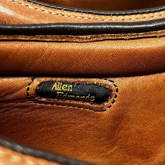 Allen Edmonds Wilbert Mens 11.5 B Cognac Leather Split Toe Derby Dress Shoes - Picture 10 of 16